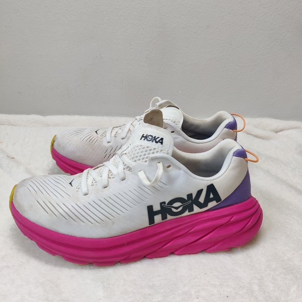 HOKA One Rincon 3 Womens 8.5B White Pink Running Shoes 1119396 - Picture 6 of 13